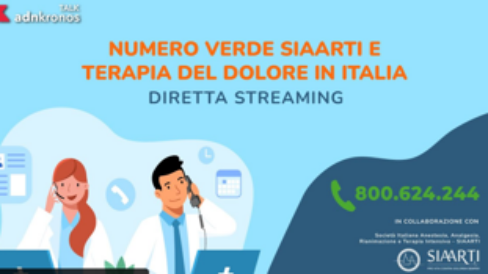 Numero verde Siaarti e terapia del dolore in Italia - Diretta il 18 dicembre dalle 11