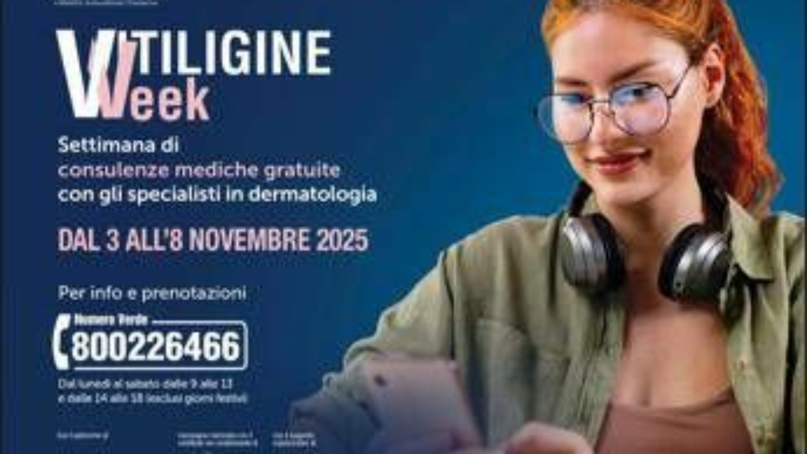 Vitiligine Week dal 3 all'8 novembre, consulenze gratuite anche per gli adolescenti